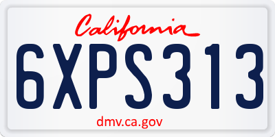 CA license plate 6XPS313