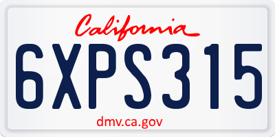 CA license plate 6XPS315