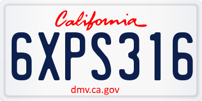 CA license plate 6XPS316