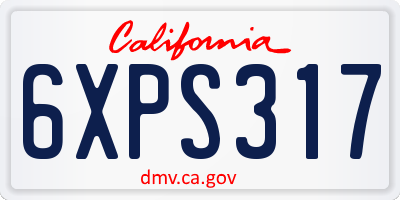 CA license plate 6XPS317