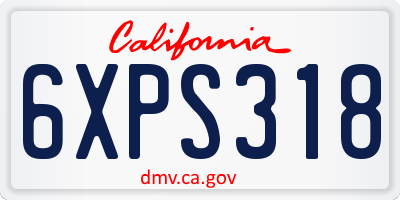 CA license plate 6XPS318