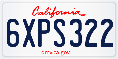 CA license plate 6XPS322
