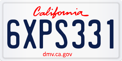 CA license plate 6XPS331