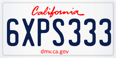 CA license plate 6XPS333