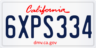 CA license plate 6XPS334