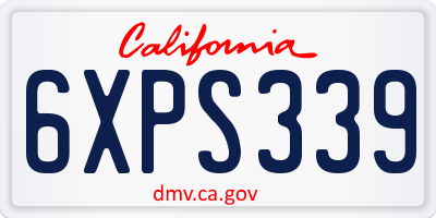 CA license plate 6XPS339