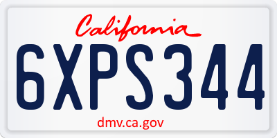 CA license plate 6XPS344