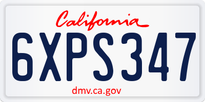 CA license plate 6XPS347