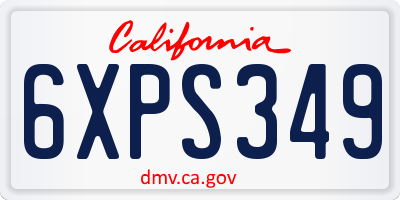 CA license plate 6XPS349