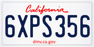 CA license plate 6XPS356