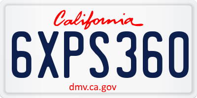 CA license plate 6XPS360