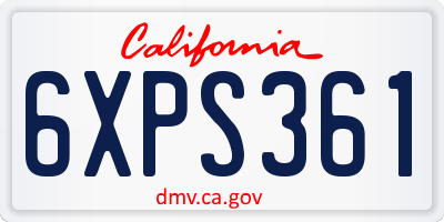 CA license plate 6XPS361