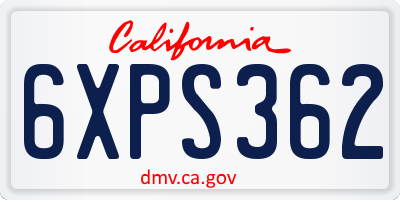 CA license plate 6XPS362