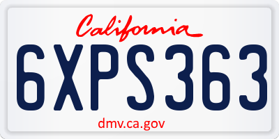 CA license plate 6XPS363