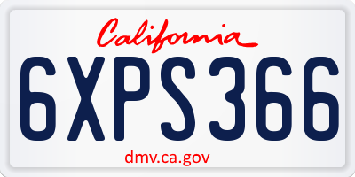CA license plate 6XPS366