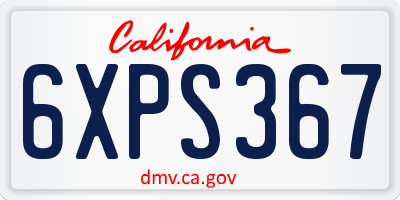 CA license plate 6XPS367