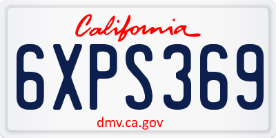 CA license plate 6XPS369