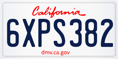 CA license plate 6XPS382
