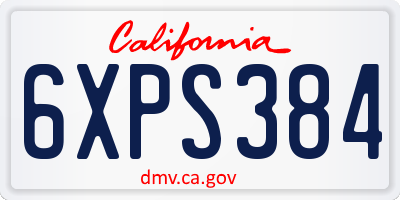 CA license plate 6XPS384