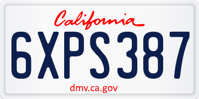 CA license plate 6XPS387