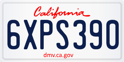 CA license plate 6XPS390