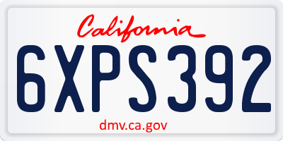 CA license plate 6XPS392