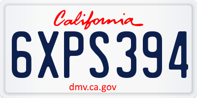 CA license plate 6XPS394