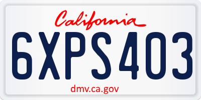 CA license plate 6XPS403
