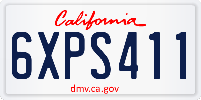 CA license plate 6XPS411