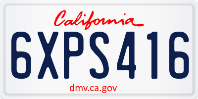 CA license plate 6XPS416