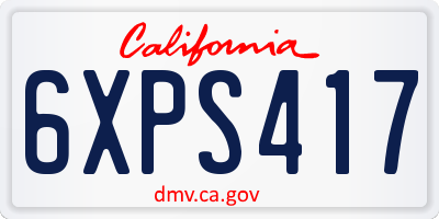 CA license plate 6XPS417
