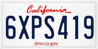 CA license plate 6XPS419