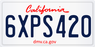 CA license plate 6XPS420
