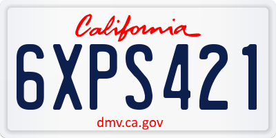 CA license plate 6XPS421