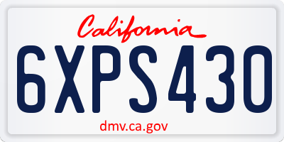 CA license plate 6XPS430