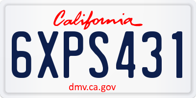 CA license plate 6XPS431