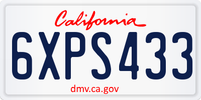 CA license plate 6XPS433
