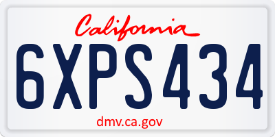 CA license plate 6XPS434