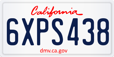 CA license plate 6XPS438