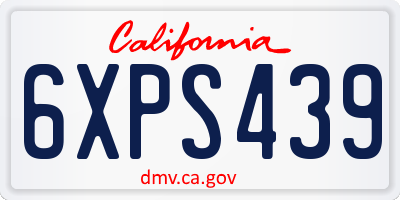 CA license plate 6XPS439