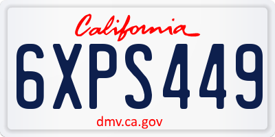 CA license plate 6XPS449