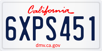 CA license plate 6XPS451