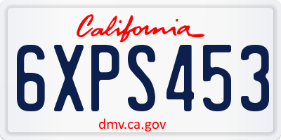 CA license plate 6XPS453