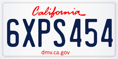 CA license plate 6XPS454