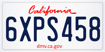CA license plate 6XPS458