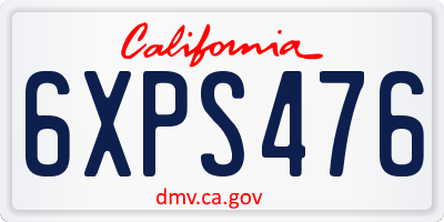 CA license plate 6XPS476