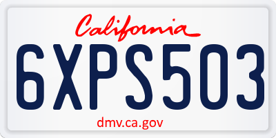 CA license plate 6XPS503