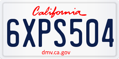 CA license plate 6XPS504