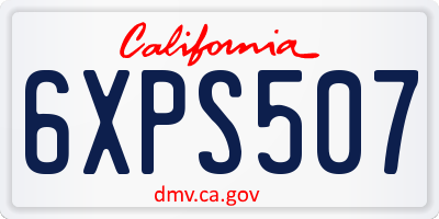 CA license plate 6XPS507