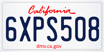 CA license plate 6XPS508